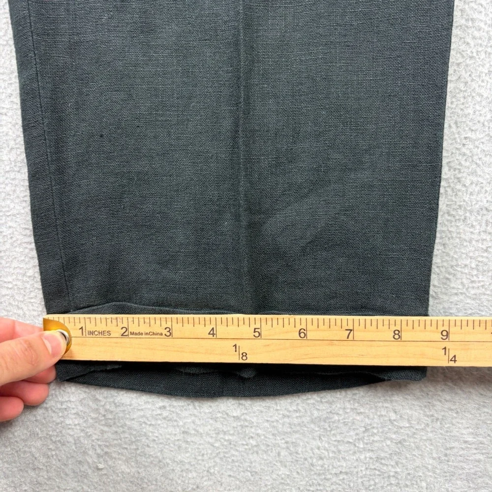 Polo Ralph Lauren Pants Mens 36x34 Black 100% Linen Pleated Cuffed High Rise Vtg